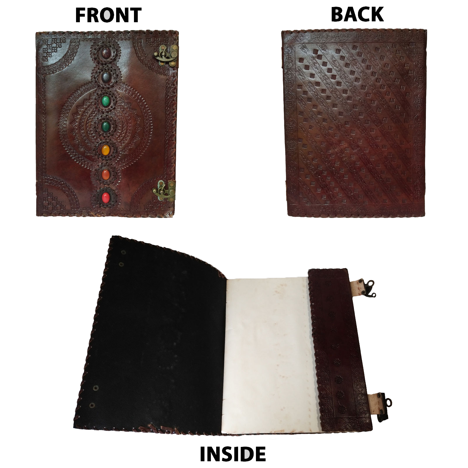 Genuine Leather Journal Medieval Stones Embossed Handmade Notebook Diary